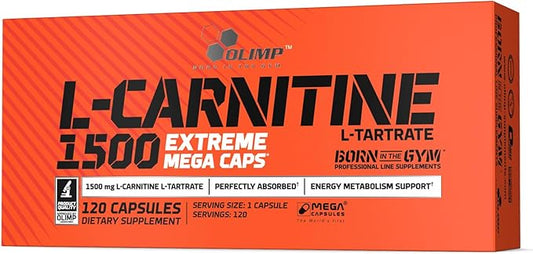 L-Carnitine 1500 Extreme Mega Caps - 120 Capsules, Reduction Booster, Best l carnitine in Tartrate Form, Supplement That Improves Performance