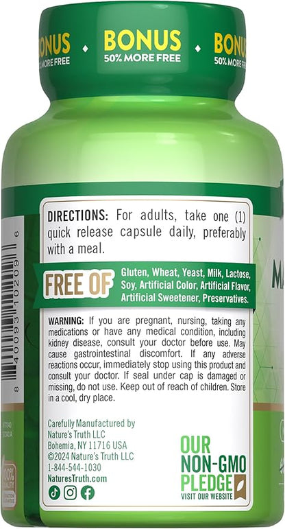 Nature's Truth Magnesium Oxide 500mg Capsules | 90 Count | Non-GMO & Gluten Free High Strength Supplement