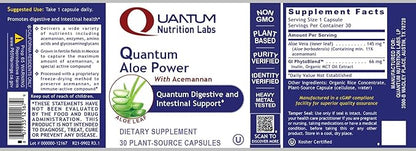 QNL Quantum Aloe Power - Organic Aloe Vera Capsules - Digestive Nutritional Supplement - Gut Health Supplement for Men & Women - Vegan Gut Supplement - 30 Plant-Source Capsules