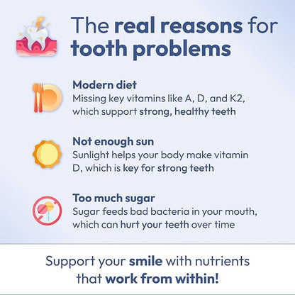 Tooth Restore for Adults with Remineralizing Gum Support 180 Capsules Made in USA - Teeth Vitamins for Strong Teeth Bone Health Supplement Calcium VitaminD3 Hydroxyapatite Enamel Repair