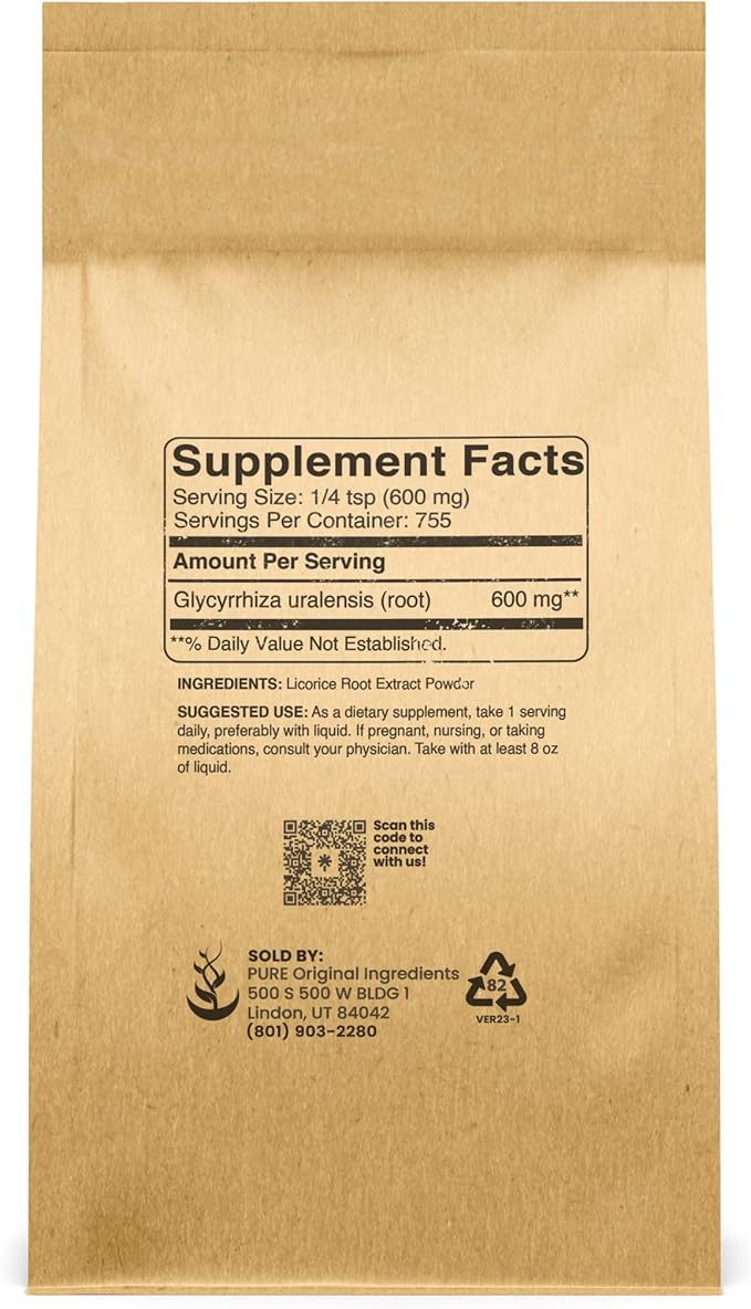 Pure Original Ingredients Licorice Extract (1lb) Non-GMO, Gluten-Free, Mulethi Powder