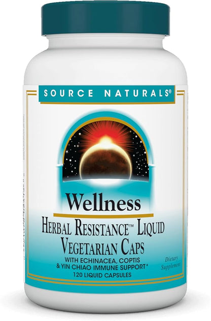 Source Naturals Wellness Herbal Resistance - Echinacea, Coptis & Yin Chiao Immune Support* - 120 Capsules