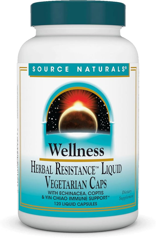 Source Naturals Wellness Herbal Resistance - Echinacea, Coptis & Yin Chiao Immune Support* - 120 Capsules