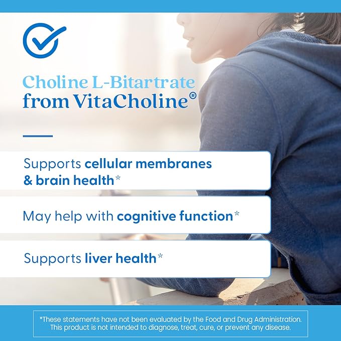 Doctor's Best Choline L-Bitartrate (VitaCholine), Supports Prenatal Health & Liver Function, Non-GMO, Gluten Free, Soy Free, Vegan 60 Veggie Caps
