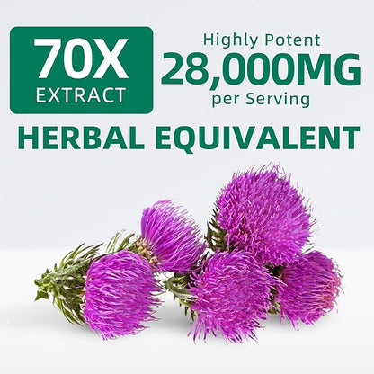 Milk Thistle Liver Detox Supplement 400mg with Dandelion Root & Artichoke Silymarin, 60 Capsules Liver Cleanse Liver Support Herbal Health Supplement, Antioxidant Support