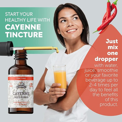 Cayenne Tincture Extract, Organic Cayenne (Capsicum annuum) Dried Pepper - Vegetable Glycerin - Non-GMO - 2 oz
