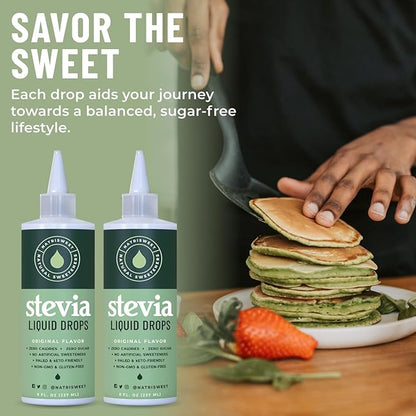 Natrisweet Liquid Stevia Drops, 8oz 2pack, Pure Sweetener from Stevia Extract, Plant-Based Sugar Substitute, Zero Calorie Keto Sweetner, Mix Liquid Sugar into Drinks and Treats, Non-GMO