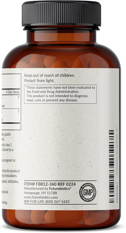 Futurebiotics Milk Thistle Silymarin Marianum & Dandelion Root Liver Health Support, Antioxidant Support, Detox, 360 Capsules