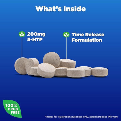 Natrol 5-HTP 200 mg, Time Release, Support a Balanced Mood, Dietary Supplement Provides Serotonin Production Throughout the Day, 30 Tablets, Up to a 30 Day Supply