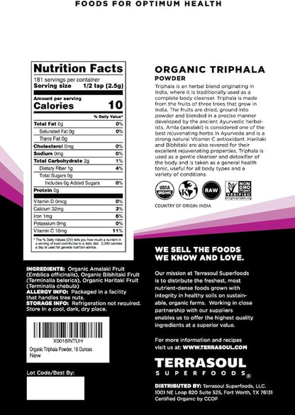 Terrasoul Superfoods Organic Triphala Powder -1 Pound
