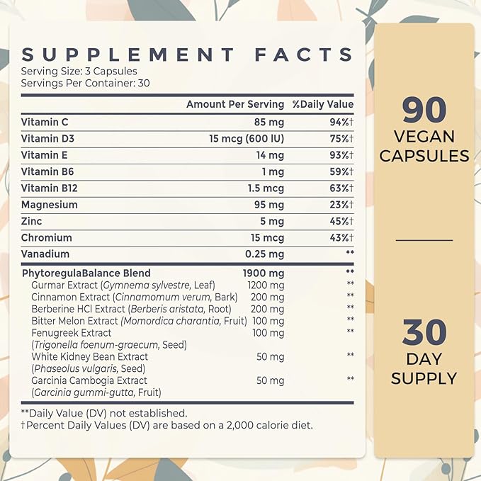 16 in 1 Blxxd Sugr Effective Gymnema Sylvestre Supplement 2100MG | with Berberine, Cinnamon, Bitter Melon | Vitamins, Magnesium & Chromium | 90 Vegan Capsules Capsules