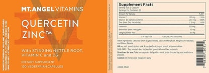 Mt. Angel Vitamins - Zinc Quercetin with Bromelain Supplement – Immune Support & Respiratory Health - Quercetin 500mg Capsules | Zinc 50mg | Vitamin C Capsules | Immune Booster for Adults - 120ct.