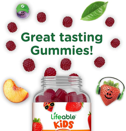 Lifeable Kids Immune Support Gummies | Elderberry Vitamin C and Zinc | Great Tasting Immune Support Supplement Elderberry Gummies for Kids | Kids Elderberry Gummies for Boys, Girls | 90 Gummies