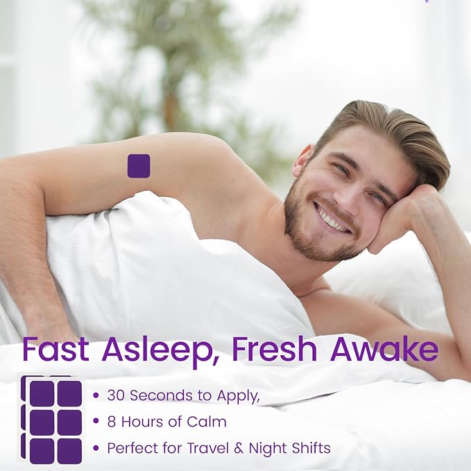 Sleep Patches for Adults Extra Strength: Gentle Overnight Sleep Support Patch - Non‑Habit Forming Sleep Aid with All‑Natural, Lavender & Chamomile Relaxation Aid - Drug-Free, 8-Hour Nighttime Solution