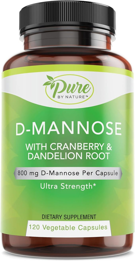 Pure By Nature D-Mannose with Cranberry and Dandelion Root, 120 Count