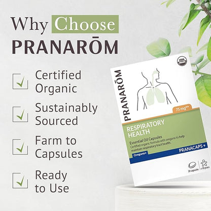 Pranarom - Respiratory Health Pranacaps with Oregano & Lemon Essential Oil - 30 Count