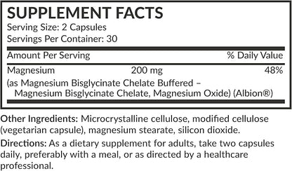 Futurebiotics Magnesium Glycinate 200 MG per Serving Chelated for High Absorption, Gentle On Stomach, Non-GMO, 60 Vegetarian Capsules