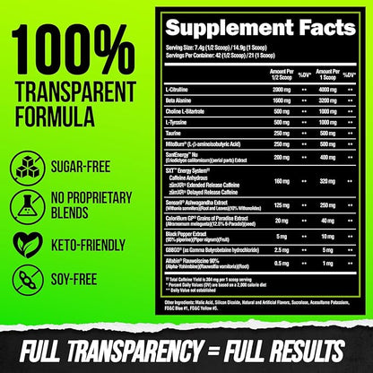 ALPHA LION Superhuman Burn 2-in-1 Metabolism Booster Pre Workout, Weight Loss Supplement, Appetite Suppressant, Fat Loss Support, Energy & Focus Powder (21 Servings, Hulk Juice)