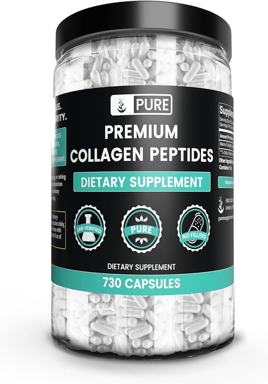 Pure Original Ingredients Collagen Peptides (730 Capsules) No Magnesium Or Rice Fillers, Always Pure, Lab Verified
