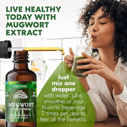 Mugwort Extract Liquid Drops – Organic Relaxation, Sleep Support Drops – Natural Mugwort Tincture - Made in USA - 2 Fl Oz