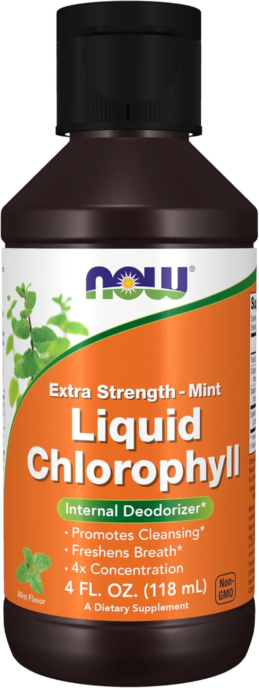 NOW Foods Supplements, Extra Strength Liquid Chlorophyll, Mint, Internal Deodorizer*, Promotes Clean