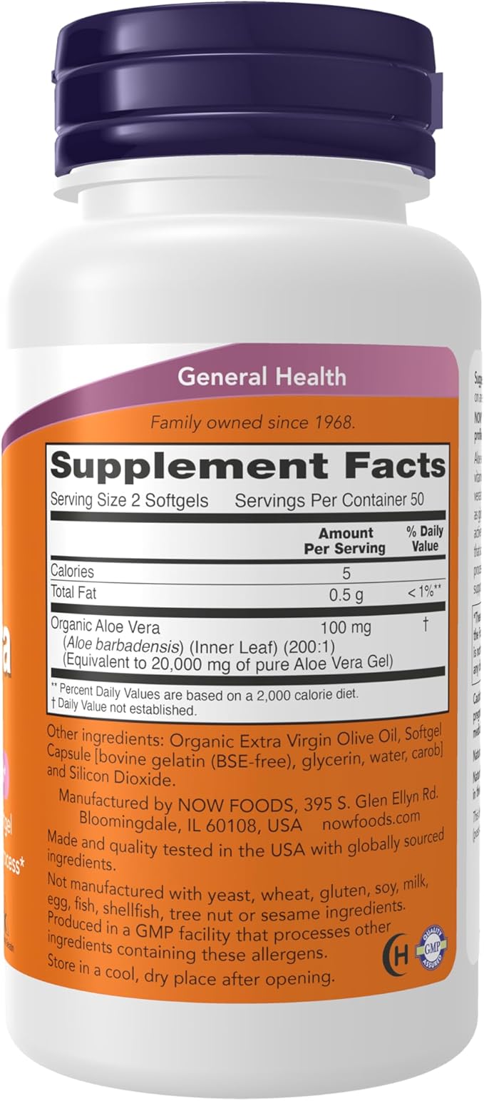 NOW Supplements, Aloe Vera (Aloe barbadensis) 10,000 mg, Supports Digestive Health*, 100 Softgels