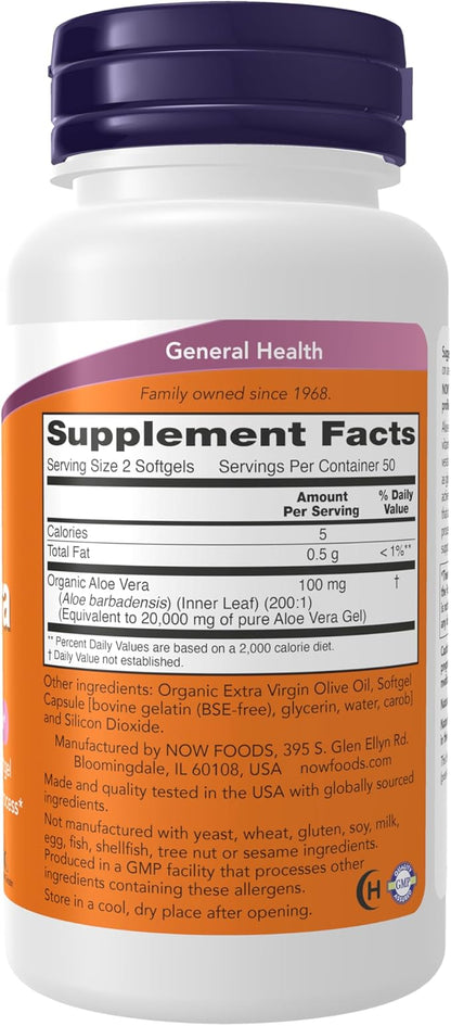 NOW Supplements, Aloe Vera (Aloe barbadensis) 10,000 mg, Supports Digestive Health*, 100 Softgels
