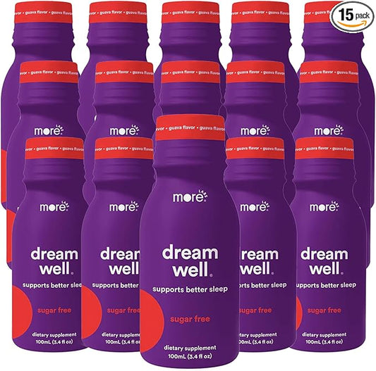 More Labs Dream Well Holistic Sleep Shot Drink 15 Pack | Non-Habit Forming | Lemon Balm, Melatonin and Glycine | Sleep Support Solution