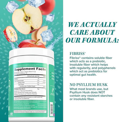 Fiber Supplement Colon Cleanse Prebiotic Powder Detox | Colon Cleanse Detox for Women | Digestive Health Regularity Satiety & Bloating Relief for Women Gut Cleanser & Powder Apple Flavored 60 Servings