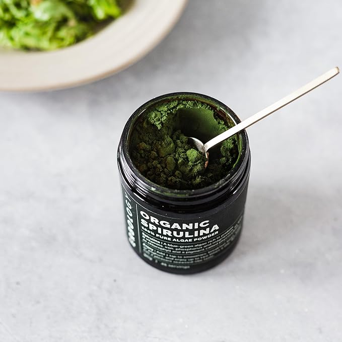 Erbology Organic Spirulina Powder 3.2 oz - 45 Servings - Sustainably Sourced in Portugal - Energy and Immunity Support - Rich in Chlorophyll, B Vitamins, Iron and Phosphorus - Vegan - GMO-Free