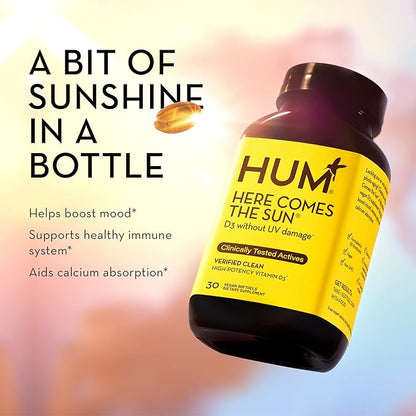HUM Here Comes The Sun - Immune Supplement with Vitamin D & Calcium for a Healthy Immune System - Supports Radiant Skin, Mood + Bone Health (30-Count)