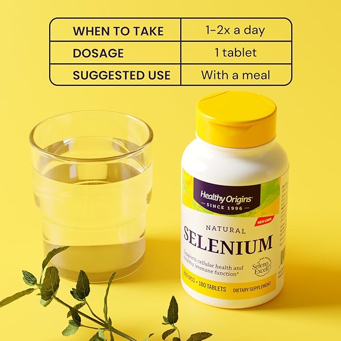 Healthy Origins Selenium 200 mcg (Seleno Excell, Fermented, Non-GMO, Gluten Free, Bladder Support, Immune Function, Cellular Support), 180 Tablets