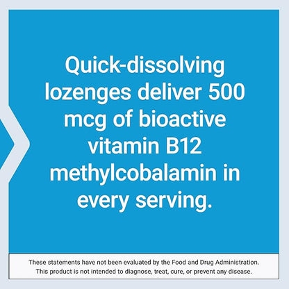 Life Extension Vitamin B12 Methylcobalamin 500mcg - Vitamin B12 Supplement for General Energy and Brain Health - Sugar Free Vegetarian Lozenges Dissolve in Your Mouth - Once Daily - 100 Count