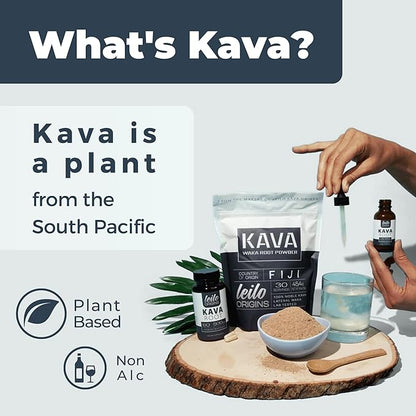 LEILO Kava Root Liquid Extract | Concentrated Drops to Support Relaxation | 70% Extraction Strength - Alcohol-Free | (1 Fl Oz, 30 Servings)