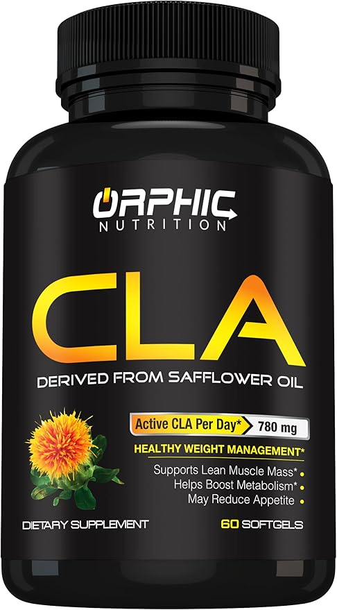 ORPHIC NUTRITION CLA Safflower Oil Supplement - Made with Safflower Oil - 780mg Non-Stimulant Conjugated Linoleic Acid for Men & Women* to Support Weight Loss Efforts and Metabolism* - 60 Softgels