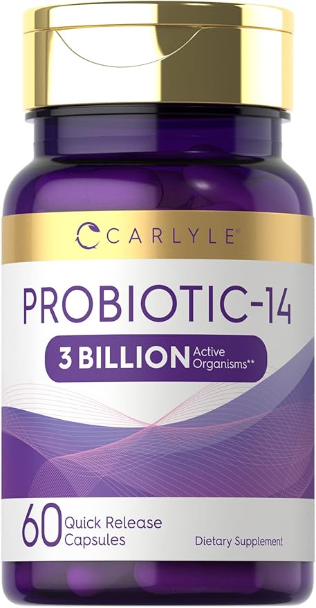 Carlyle Probiotic for Women & Men | 3 Billion CFU | 60 Capsules | 14 Strains | Non-GMO & Gluten Free