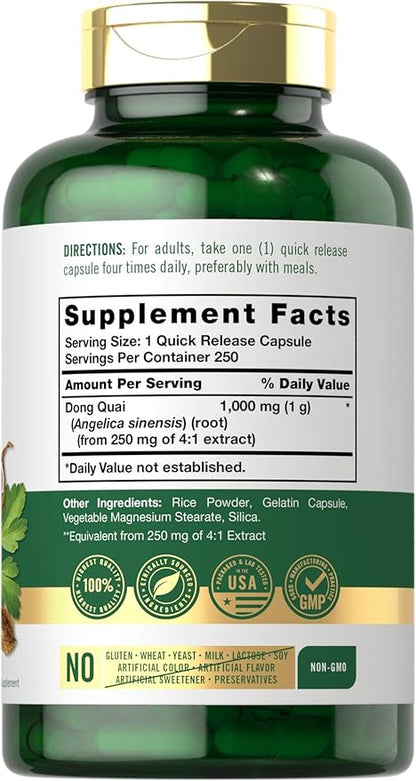Carlyle Dong Quai Capsules | 1000mg | 250 Count | Non-GMO and Gluten Free Supplement | Traditional Herb