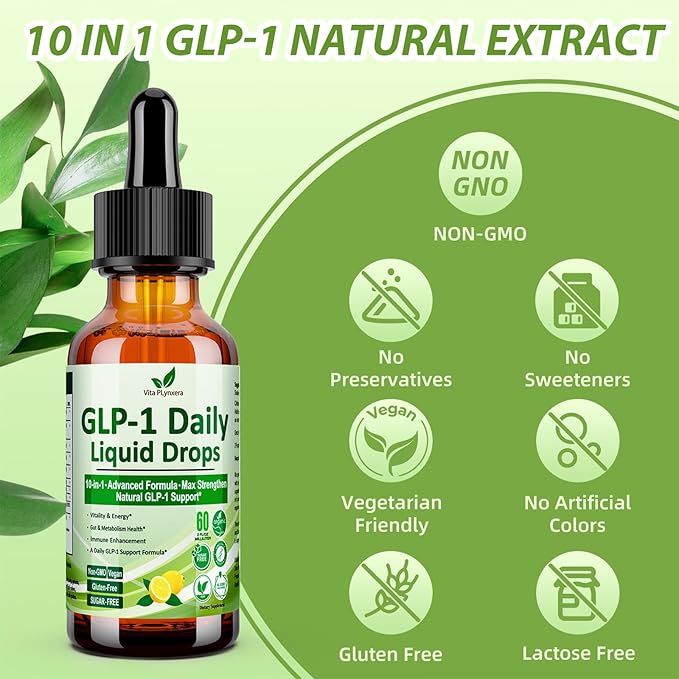 GLP-1 Supplement Liquid Drops, GLP1 Activate Fiber w. Berberine 800mg Cyelon Cinnamon Green Tea Bromelain, Naturally GLP-1 Support for Metabolic, Gut & Digestive Health* Immune & Energy Support