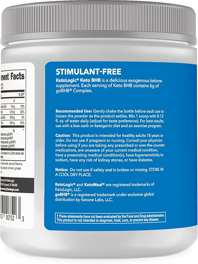 Ketologic Keto BHB (Mixed Berry Flavor) 30 Servings - Exogenous Ketone Supplement with goBHB, Beta-Hydroxybutyrate Salts