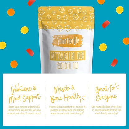 Smart for Life Vitamin D 3 Bundled with Vitamin C Gummies for The Whole Family
