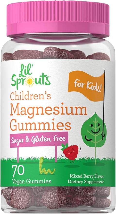 Lil' Sprouts Children's Magnesium Gummies | 70 Count | Mixed Berry Flavor | Sugar Free | Vegan, Non-GMO & Gluten Free