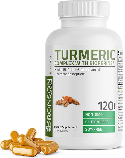Turmeric Curcumin with BioPerine - High Potency Premium Joint Support with 95% Standardized Curcuminoids - Non-GMO Capsules with Black Pepper - 120 Count