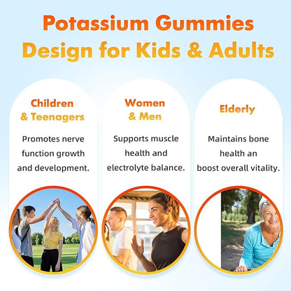 softbear Potassium Citrate 1000mg, Sugar Free Potassium Gummies for Adults Support Leg Cramps & Muscle Health High Potency Potassium Supplement Gummies Orange Flavor 120 Count