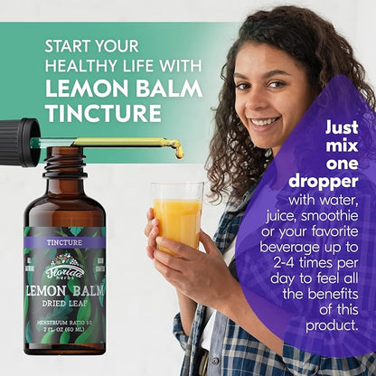 Lemon Balm Tincture - Organic Lemons Drops - Dried Lemon Balm Made in USA - Non-GMO - Lemon Balm Extract 2 Fl. Oz