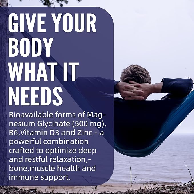 Magnesium Glycinate 500 mg for Adults - Plus D3,B6 & Zinc - Magnesium Glycinate Gummies,High Absorption - Support for Relaxation,Brain,Bone & Immunity Health - Sugar Free - 120Cts