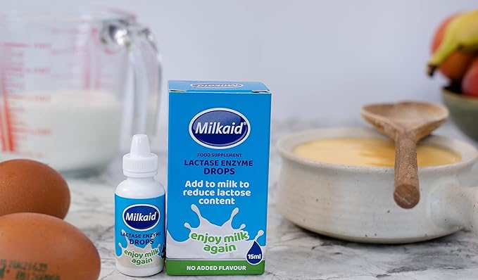 Milkaid Lactase Enzyme Drops for Lactose Intolerance | Prevents Gas, Bloating & Diarrhea | Fast Acting Dairy Digestive Supplement | Gluten Free & Vegetarian | No Artificial Flavor | 0.5 Fl Oz (1)