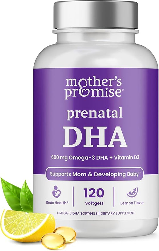 Prenatal DHA for Women 600mg + 400 IU Vitamin D3 | 120 Softgels | Supports Brain Health | Triglyceride Omega 3 Fish Oil DHA Prenatal Vitamins for Pregnancy & Nursing | 300mg per Capsule