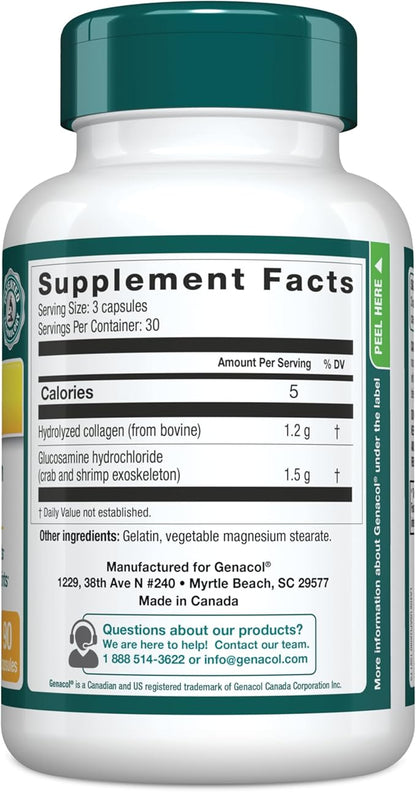 Genacol Glucosamine & Collagen Joint Supplement Glucosamina Colageno Hidrolizado Capsules | Lubricates Joints, Reduces Joint Discomfort, Maintains Optimum Joint Health Plus 90 Capsules