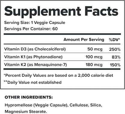 LEGION Vitamin D+K Natural & Effective Formulation - Vitamin D3, K2 & K for Immunity Boost - K1, K2 & D3 Vitamin Supplement to Boost Bone Density and Health - Vitamin K2 & K1 for Heart Support