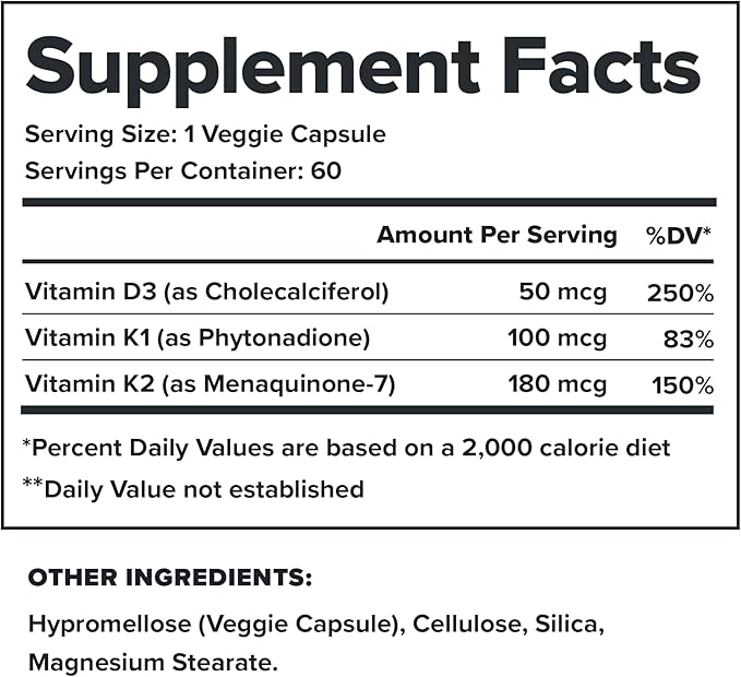LEGION Vitamin D+K Natural & Effective Formulation - Vitamin D3, K2 & K for Immunity Boost - K1, K2 & D3 Vitamin Supplement to Boost Bone Density and Health - Vitamin K2 & K1 for Heart Support